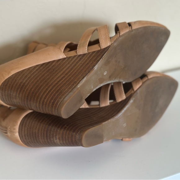 Jeffrey Campbell Ibiza Last Tan Wedge Sandal Booties with Cage Design - Picture 4 of 8